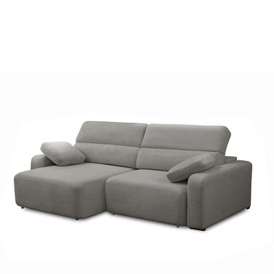 Sofá Decorativo Sala de Estar Ícaro 4 Lugares 280cm Reclinável e Retrátil Bouclê Cinza