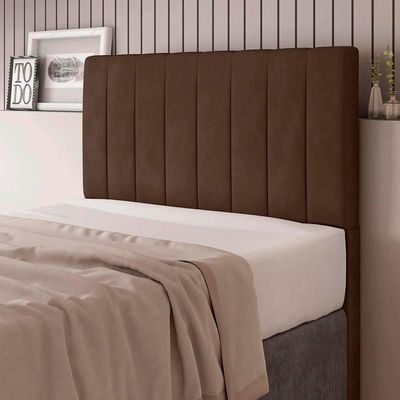 Cabeceira Decorativa Udine Casal 160cm Veludo Marrom - Gran Belo