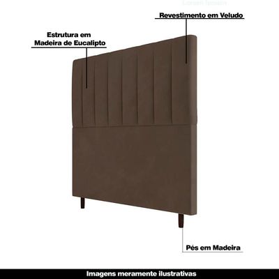 Cabeceira Decorativa Udine Casal 160cm Veludo Marrom - Gran Belo