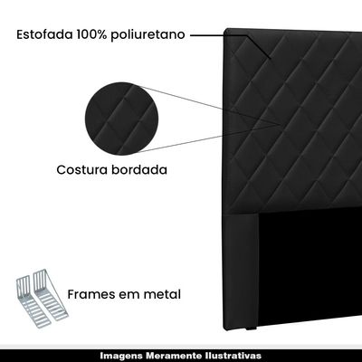 Cabeceira Decorativa 1,40M Baelon Pu Preto - Gran Belo