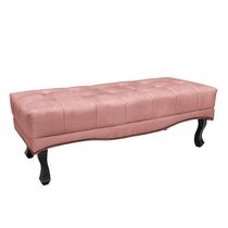Recamier Decorativo 140cm Loewe Veludo Pés de Madeira Rosa - Gran Belo