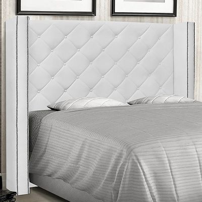 Cabeceira Decorativa Queen Size 1,84M Loewe PU Branco - Gran Belo
