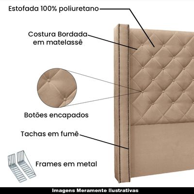 Cabeceira Decorativa Queen Size 1,84M Loewe Suede Bege - Gran Belo