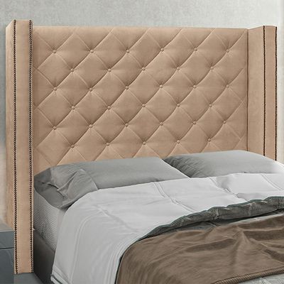 Cabeceira Decorativa Queen Size 1,84M Loewe Suede Bege - Gran Belo