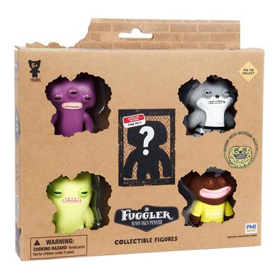 Kit com 5 Mini Bonecos Fuggler 6cm Cinz, Roxo, Verde, Marrom