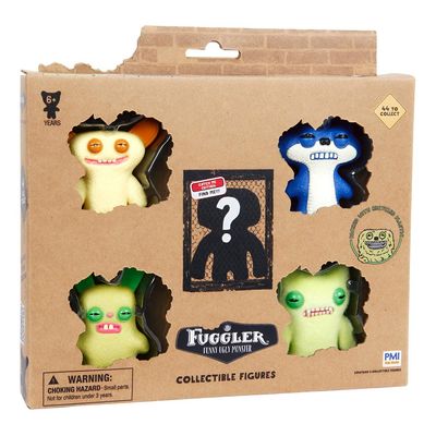 Kit com 5 Mini Bonecos Fuggler 6cm Amar, Az, Verde,Verde Cl