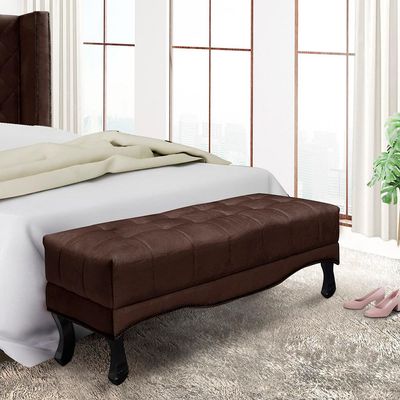 Recamier Decorativo 195cm Loewe Suede Pés de Madeira Café - Gran Belo