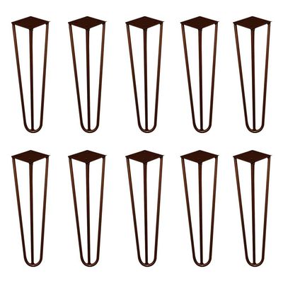 Kit 10 Pés de Metal 30 CM Hairpin Legs Mesa de Canto Rack e Puffs Bronze
