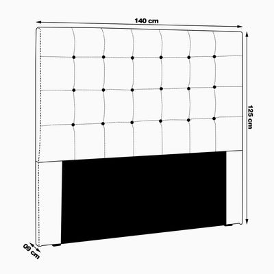 Cabeceira Decorativa Casal 1,40M Tropea Suede Preto - Gran Belo