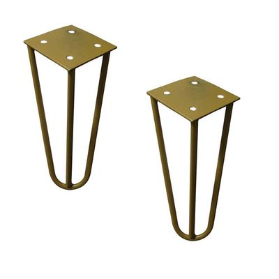 Kit 2 Pés de Metal 15 CM Hairpin Legs Mesas de Centro Puffs Dourado