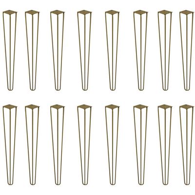 Kit 16 Pés de Metal 60 CM Hairpin Legs Mesa de Canto Dourado