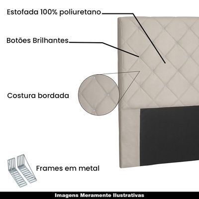 Cabeceira Decorativa Casal 1,40M Tàzio Suede Bege - Gran Belo