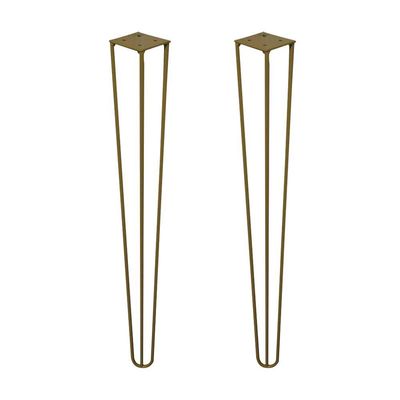 Kit 2 Pés de Metal 60 CM Hairpin Legs Mesa de Canto Aparador Dourado G41