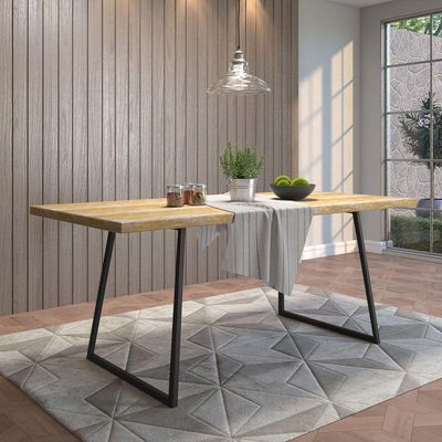 Mesa Sala de Jantar Cozinha Ogleary 160cm Grafite Madeira Maciça Driftwood - Gran Belo
