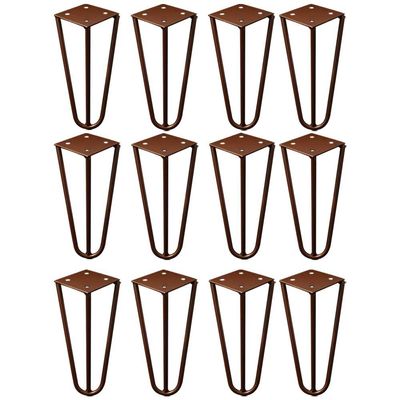 Kit 12 Pés de Metal 15 CM Hairpin Legs Mesas de Centro Puffs Bronze