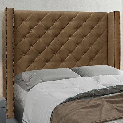 Cabeceira Decorativa King Size 2,19M Loewe Suede Caramelo - Gran Belo