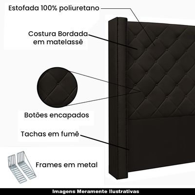 Cabeceira Decorativa Queen Size 1,84M Loewe PU Marrom - Gran Belo
