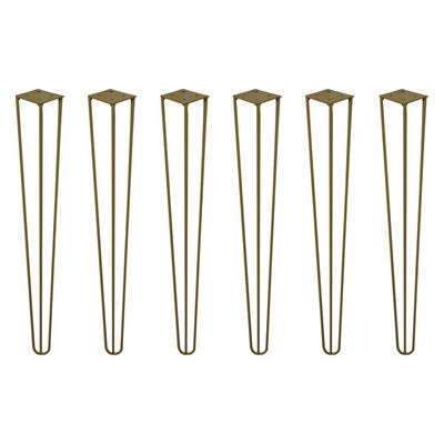 Kit 6 Pés de Metal 60 CM Hairpin Legs Mesa de Canto Aparador Dourado