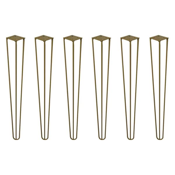Kit 6 Pés de Metal 60 CM Hairpin Legs Mesa de Canto Aparador Dourado