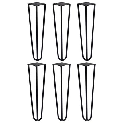 Kit 6 Pés de Metal 30 CM Hairpin Legs Mesa de Canto Rack e Puffs Preto G41
