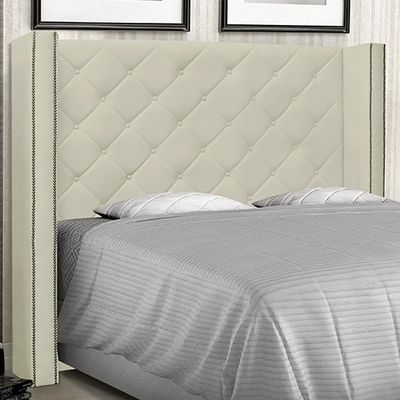 Cabeceira Decorativa Casal 1,64M Loewe PU Marfim - Gran Belo