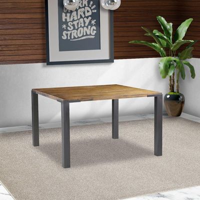 Mesa Sala de Jantar Cozinha Bladel Quadrada 100cm Grafite Madeira Maciça Rustic Brown - Gran Belo