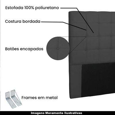 Cabeceira Decorativa King Size 1,95M Tropea Suede Preto - Gran Belo