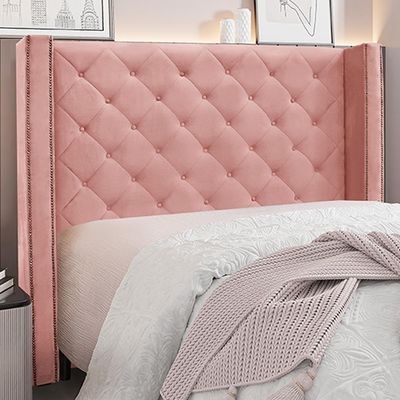 Cabeceira Decorativa King Size 2,19M Loewe Veludo Rosa - Gran Belo