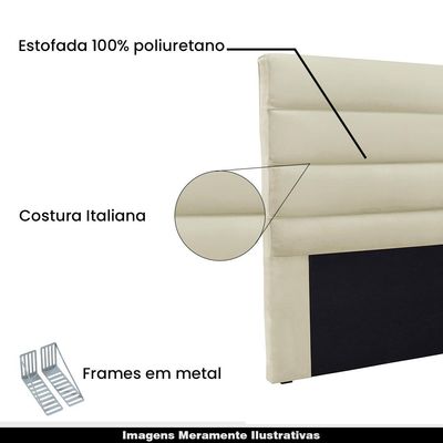 Cabeceira Decorativa Queen Size 1,60M Guess Veludo Bege - Gran Belo
