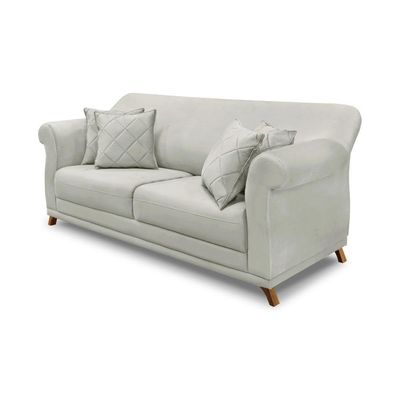 Sofá Decorativo 160cm 2 Lugares com 4 Almofadas Armstrong Veludo Prata - Gran Belo
