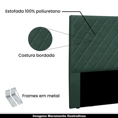 Cabeceira Decorativa 1,40M Baelon Veludo Verde Floresta - Gran Belo