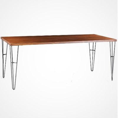 Mesa Sala de Jantar Cozinha Ludiana 220cm Grafite Madeira Maciça Rustic Brown - Gran Belo
