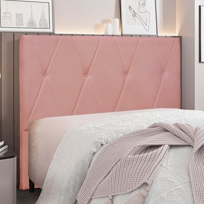 Cabeceira Decorativa Casal 1,40M Yves Veludo Rosa - Gran Belo