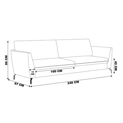 Sofá Decorativo Sala de Estar 230cm Olívia Suede Cinza - Gran Belo