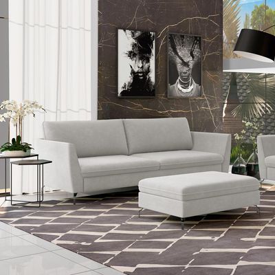 Sofá Decorativo Sala de Estar 230cm Olívia Suede Cinza - Gran Belo