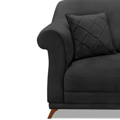 Poltrona Decorativa com 1 Almofada Armstrong Veludo Preto - Gran Belo