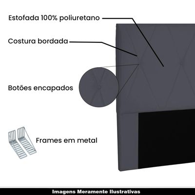 Cabeceira Decorativa King Size 1,95M Yves Suede Cinza - Gran Belo