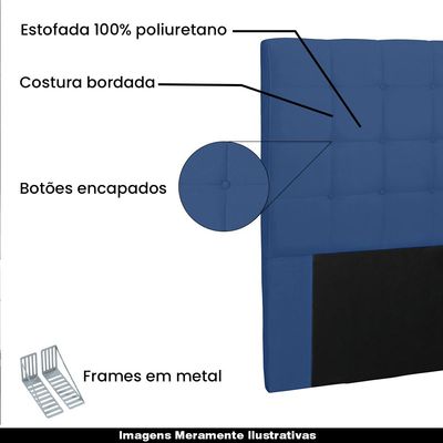 Cabeceira Decorativa Casal 1,40M Tropea Suede Azul Marinho - Gran Belo