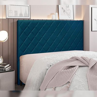 Cabeceira Decorativa King Size 1,95M Baelon Veludo Azul Marinho - Gran Belo