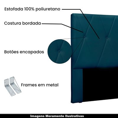 Cabeceira Decorativa Casal 1,40M Yves Veludo Azul Marinho - Gran Belo