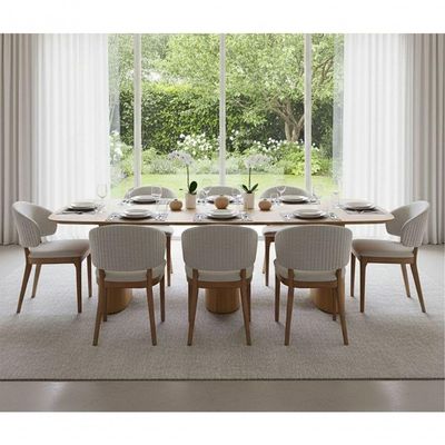 Mesa De Jantar Orgânica Tivoli 320cm X 110cm 10 Lugares Lamina Cinamomo Damasco