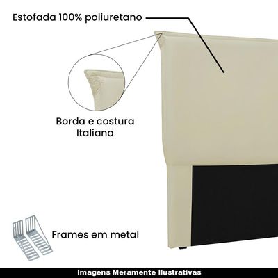Cabeceira Decorativa Queen Size 1,60M Trento Veludo Bege - Gran Belo