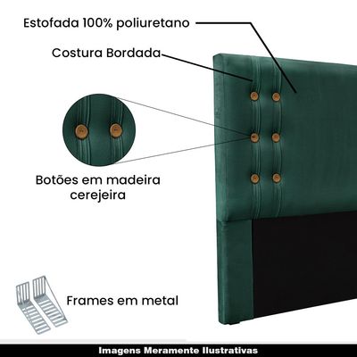 Cabeceira Decorativa Queen Size 1,60M Kors Veludo Verde Floresta - Gran Belo