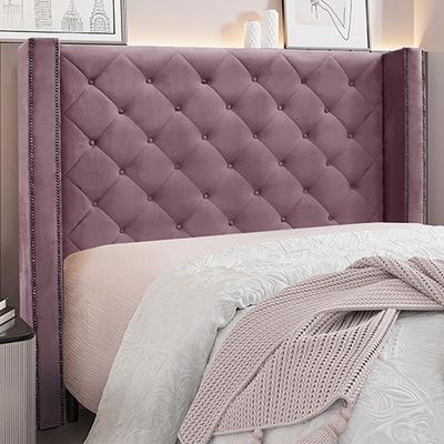 Cabeceira Decorativa King Size 2,19M Loewe Veludo Uva - Gran Belo