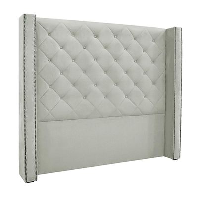 Cabeceira Decorativa Queen Size 1,84M Loewe Veludo Prata - Gran Belo