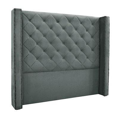 Cabeceira Decorativa Queen Size 1,84M Loewe Veludo Cinza - Gran Belo
