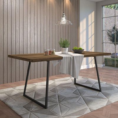 Mesa Sala de Jantar Cozinha Ogleary 190cm Grafite Madeira Maciça Rustic Brown - Gran Belo
