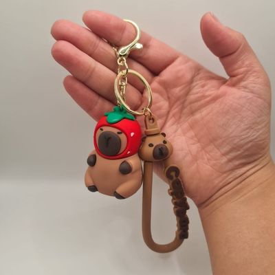 Chaveiro Pingente Capivara Emborrachado Brinquedo Decorativo Escolar Mochila Estojo Bolsa