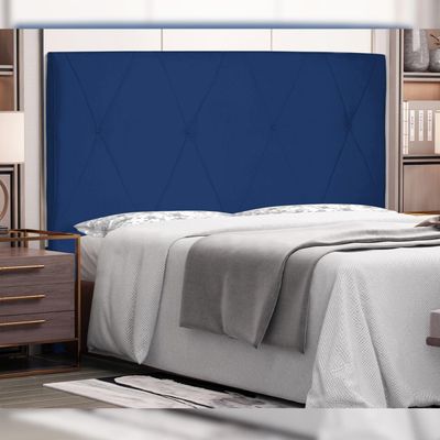 Cabeceira Decorativa King Size 1,95M Yves Suede Azul Marinho - Gran Belo