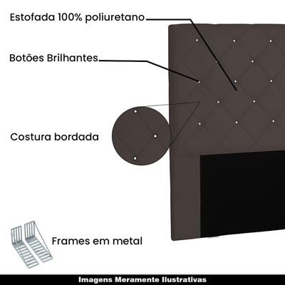 Cabeceira Decorativa Casal 1,40M Tàzio Suede Café - Gran Belo